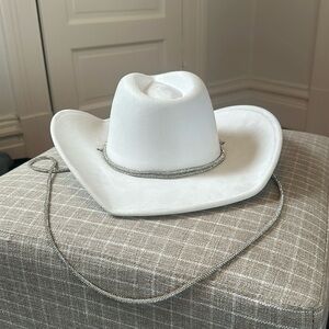 Anthropologie white rancher cowboy hat with sparkle trim